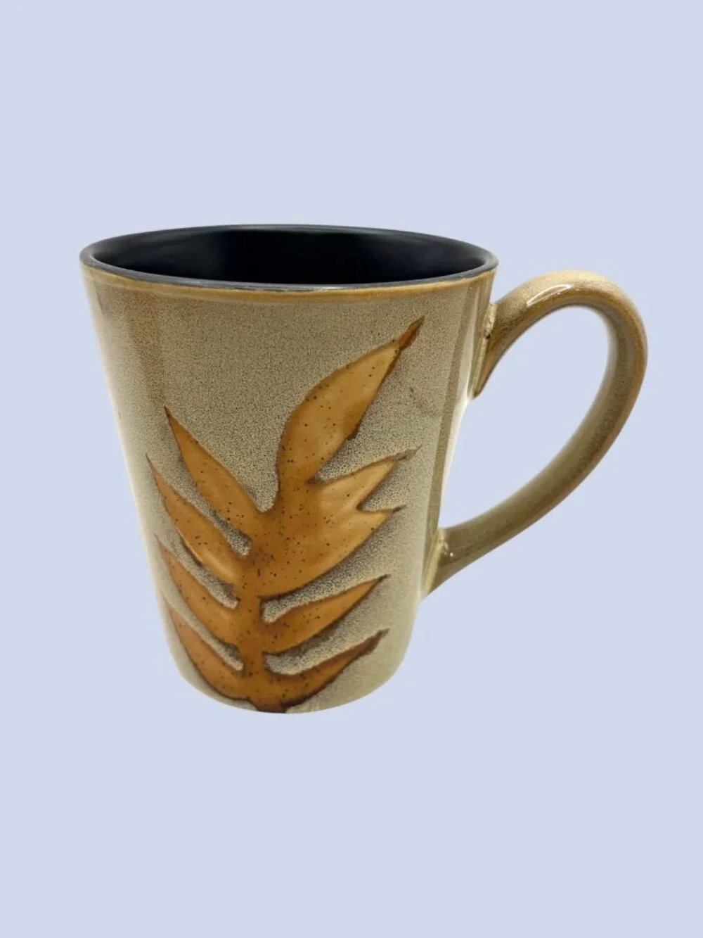 Set of 4 Home Trends Island Leaf Ceramic Coffee Mug 12oz Black Interior Tropical